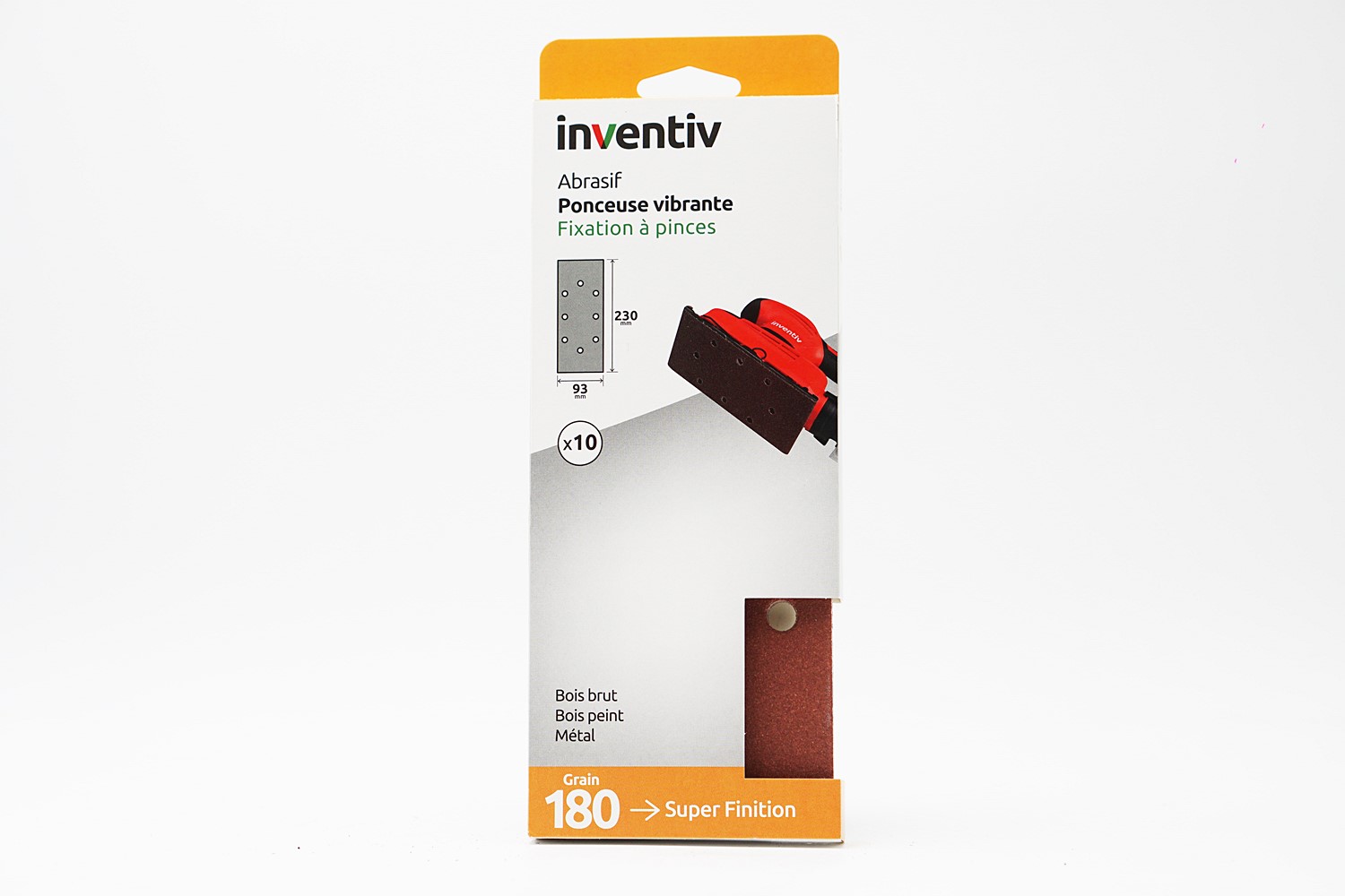 10 Patins trous ovales 93x230mm Grain 180 - INVENTIV